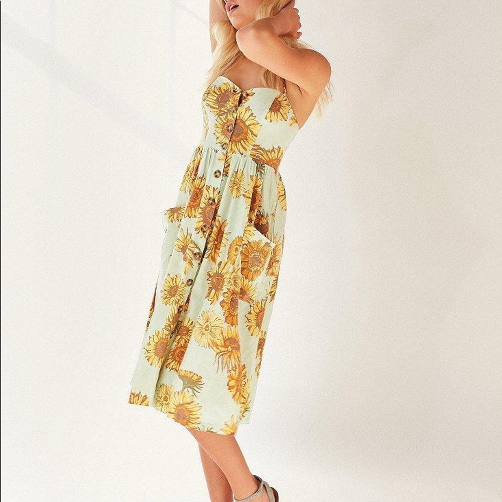 UO Cooperative Emilia Linen Button-Down Midi Dress